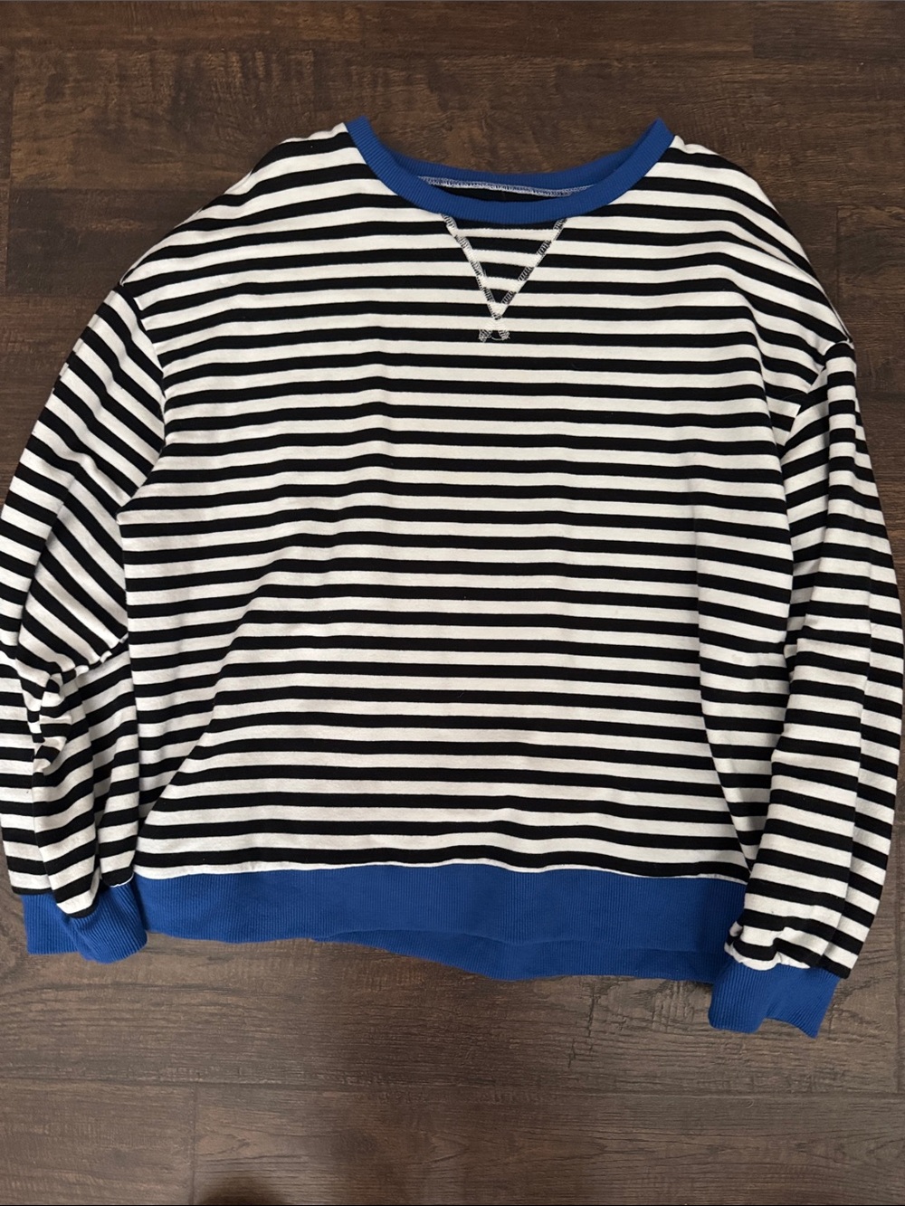 Striped Crewneck Sweater - Blue Trim